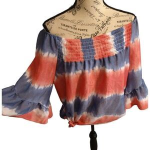 Fred David tie dye flared bell sleeve top medium Boho Tie Dye Beachy Summer